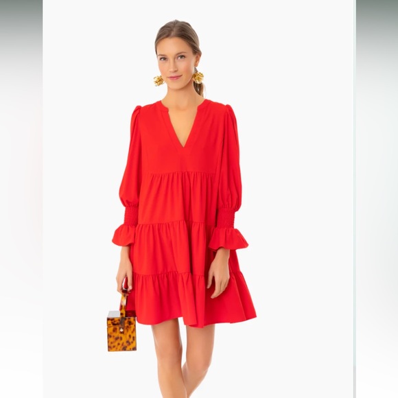 Red Crepe Kenzo Dress, POMANDER PLACE, Size XS, EXCELLENT CONDITION No Flaws - Picture 6 of 17